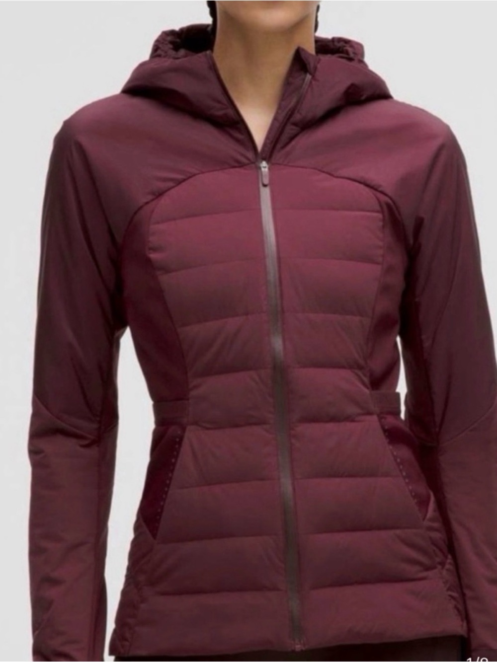 Lululemon Like New Down For It All Jacket Quilted Hooded Puffer Burgundy 8